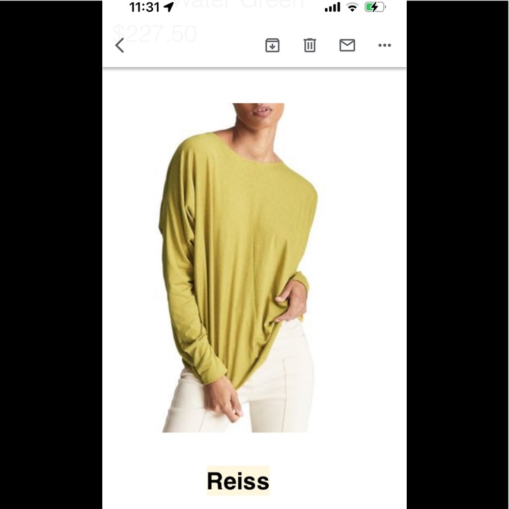 UK designer Reiss mustard dolman sleeves top us S-M